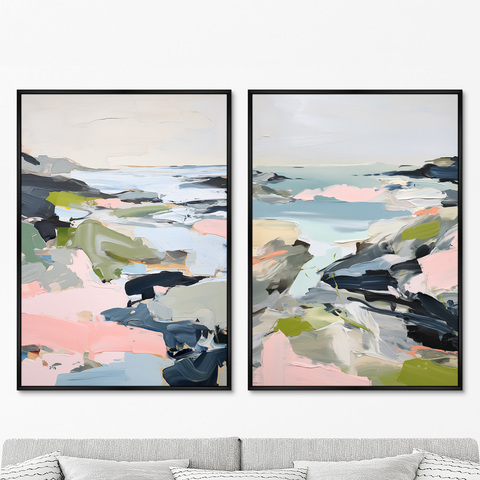 ArtNoMore - Набор из 2-х репродукций картин на холсте Landscape collection, Sea bay in autumn, 2024г.