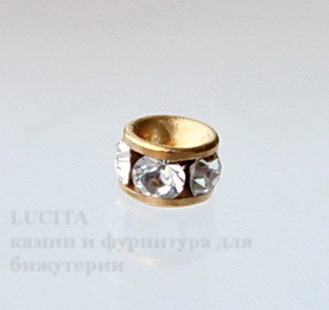 77503 Бусина - рондель Сваровски Crystal (цвет - античное золото) 3х2 мм
