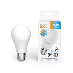Лампа Gauss LED Basic A60 9.5W E27 820lm 3000-4000-6500K  изм.цвет.темп.1023240