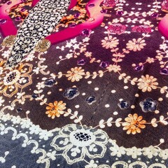 Шарф из шерсти цветочный орнамент 178*66 арт.П12