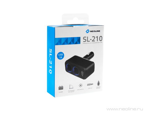 Разветвитель на два гнезда прикуривателя + 1 USB NEOLINE SL-210