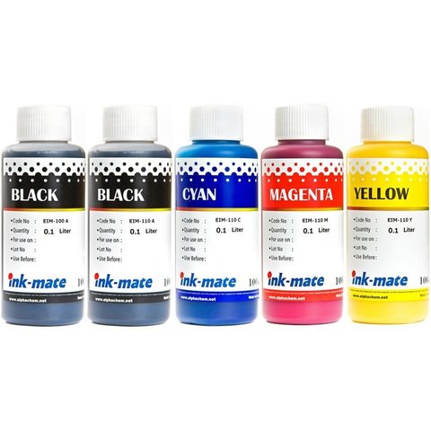 Набор чернил Ink-Mate для Epson L7160, L7180. 5 цветов. Пигмент 140 мл/Водные по 70 мл