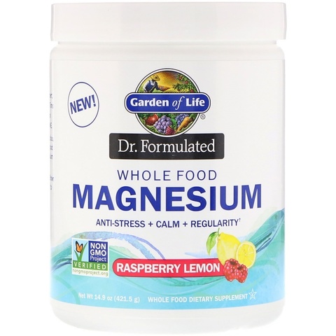 Garden of Life, Dr. Formulated, порошок магния из цельных продуктов, малина и лимон, 421,5 г
