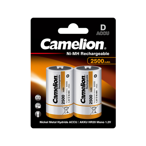 Аккумулятор CAMELION Rechargeable Ni-MH NH-D2500BP2 2 шт. в блистере