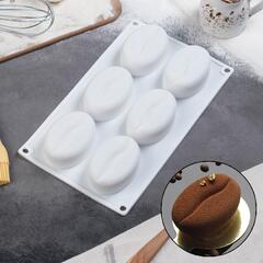 Форма для муссовых пирожных «Кофейные зёрна», 28,5х17х2,5 см, 6 ячеек, 8х6 см