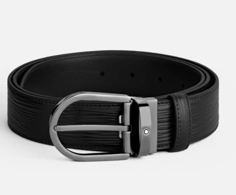 Двусторонний ремень Montblanc из кожи черного цвета 35 мм