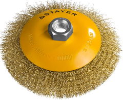 STAYER 125 мм, витая стальная латунированная проволока 0.3 мм, коническая щетка-крацовка для УШМ, Professional (35133-125)