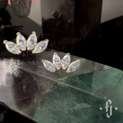 Кластер "Quadruple Marquise" - Желтое золото - White CZ