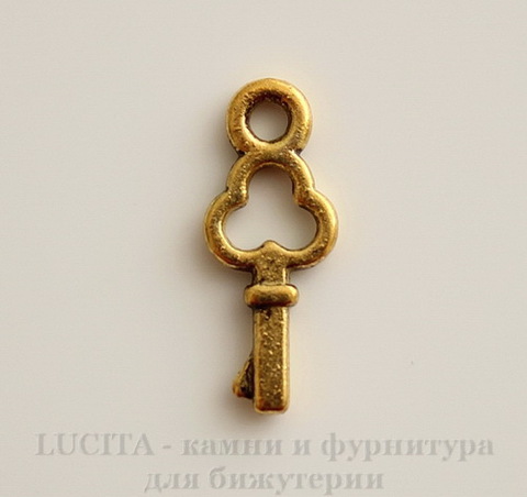 Подвеска "Ключик" 16х7 мм (цвет - античное золото), 5 шт