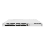 MikroTik Cloud Router Switch 317-1G-16S+RM with 800MHz CPU, 1GB RAM, 1xGigabit LAN, 16xSFP+ cages, RouterOS L6 or SwitchOS (dual boot), passive cooling 1U rackmount enclosure, Dual redundant PSU
