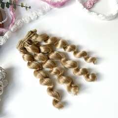 Волосы для кукол, трессы кудри-локоны-спиральки, цвет русый, длина 15 см*1 метр., набор 2 шт