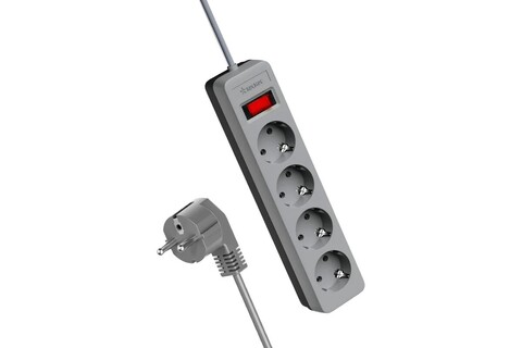 Сетевой фильтр, удлинитель Космос  FKsm1.5m-4g(G) сетевой фильтр, 4 розетки 1.5 метра, серый, заземление, выключатель, 10А, 220 вольт, ПВС 3х3х0,75, IP20 - купить в компании MAKtorg