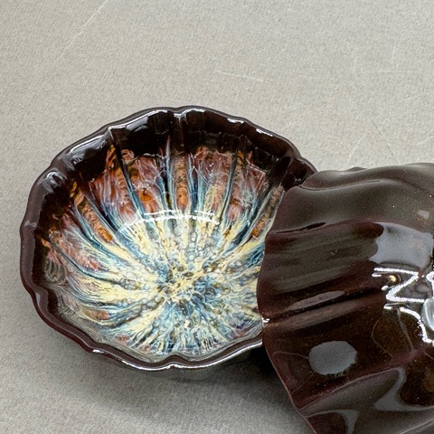 Чашка, керамика в стиле Цзинь Да Чжень, глазурь темная, 80мл