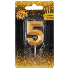 Свеча-цифра Диамант Золото 