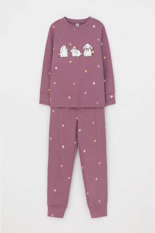 пижама  для девочки  К 1621/темная орхидея,полянка