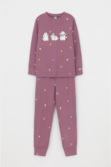 пижама  для девочки  К 1621/темная орхидея,полянка