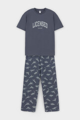 пижама  для мальчика  КБ 2831/мокрый асфальт,динозавры