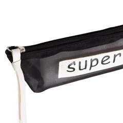 Пенал - косметичка Alingar, ПВХ-сетка, молния, 90 х 200 мм, "Superman", черный (надпись Superman)