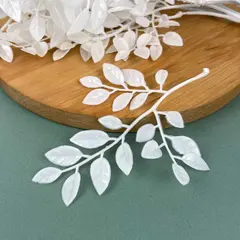 Листья рябины, искусственная зелень, цвет Белый, букет 35 см, набор 2 букета.