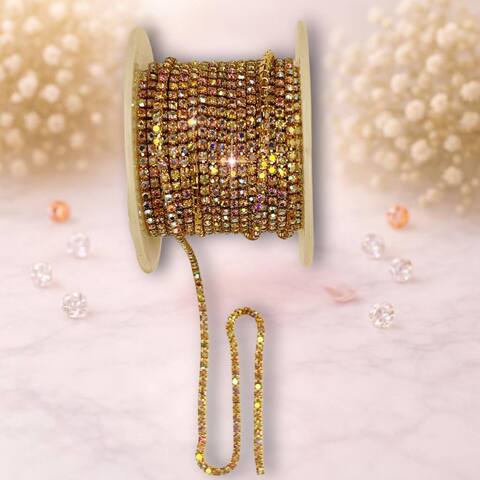 Стразовая лента, 2мм,цвет золото-хамелеон, 1метр