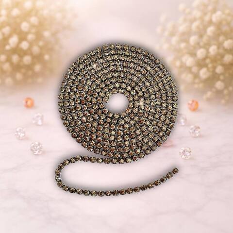 стразовая лента, цвет черный- метал черный, 1метр