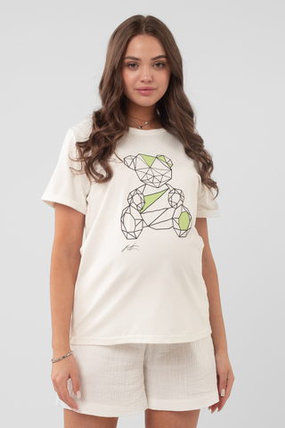 Футболка для беременных 18116 принт контурный мишка