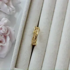 Кольцо с петелькой Бамбук, регулируемое, позолота , Д066