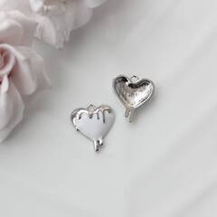 УЦЕНКА!!! Подвеска Сердце с белой эмалью, 17*15 мм, родий, У104