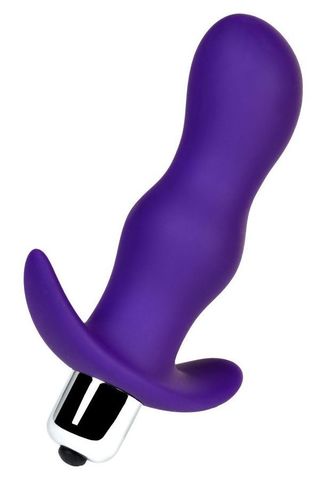 Фиолетовая изогнутая анальная вибропробка - 11,2 см. - A-toys 761313