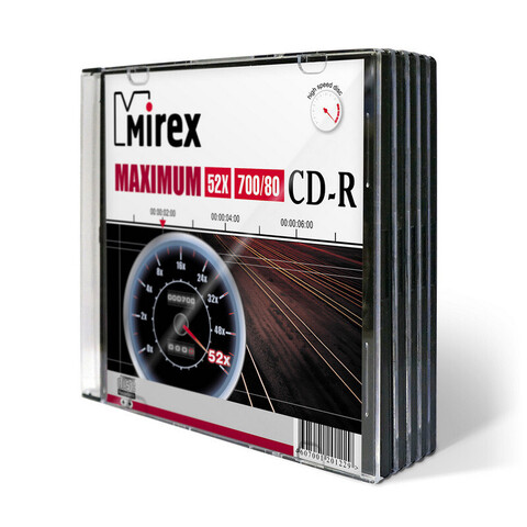 Носители информации CD-R, 52x, Mirex Maximum, Slim/5, UL120052A8F