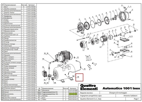 Гидроаккумулятор QUATTRO ELEMENTI A1001Inox  50 л (910-225-909)