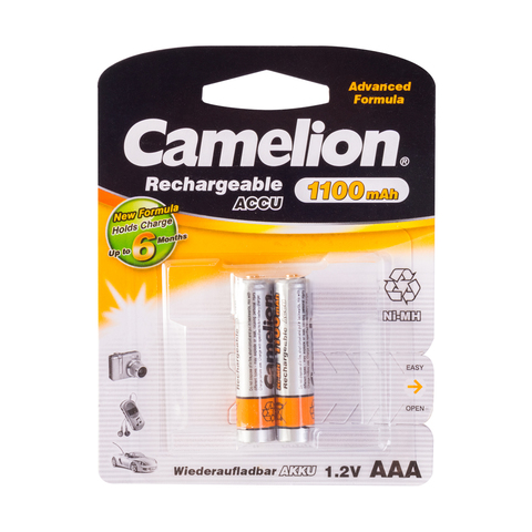 Аккумулятор CAMELION Rechargeable Ni-MH NH-AAА1100BP2 2 шт. в блистере