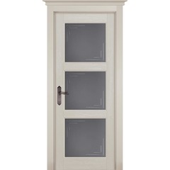 Купить Межкомнатная дверь массив сосны Турин Браш эмаль слоновая кость остеклённая