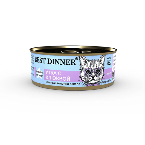 Влажный корм Best Dinner Vet Profi Urinary с уткой и клюквой 100г для проф-ки МКБ у кошек с 6мес.