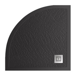 BelBagno TRAY-MR-UNO-R-90-550-35-NERO-CR TRAY-MR-UNO-R-90-550-35-NERO-CR Поддон из искусственного мрамора в комплекте с сифоном с декоративной накладкой (хром), чёрный фото