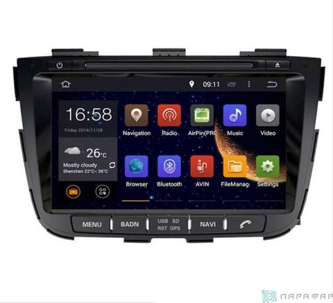 Штатная магнитола 4G/LTE с DVD для Kia Sorento 2 12+ на Android 7.1.1 Parafar PF224D