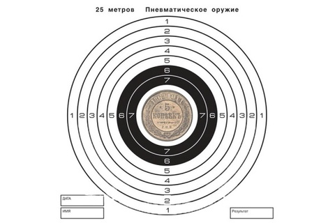 Мишень цветная картонная, рисунок 5 копеек (50 шт./уп.) (140х140)