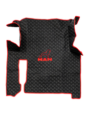 Ковры MAN TGX (автомат, механика) (экокожа, черный, красный кант, красная вышивка)
