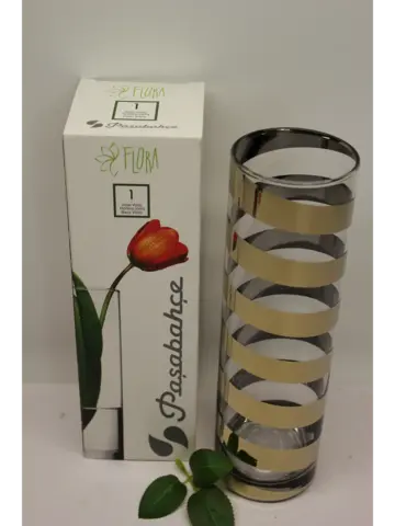 Ваза цилиндр золотая спираль