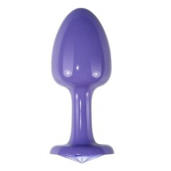 Фиолетовая анальная пробка с голубым кристаллом