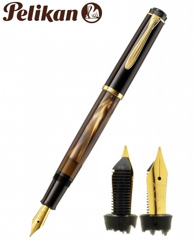 Ручка перьевая Pelikan Elegance Classic M200 Brown marble GT, EF (808873)