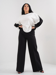 Брюки широкие с застроченной стрелкой чёрные Wide leg