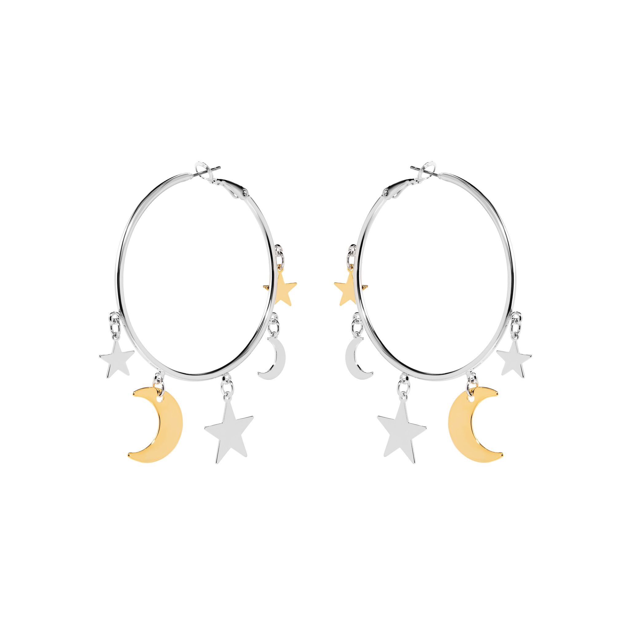 

Серьги Silver Round Earrings With Star And Crescent Pendants