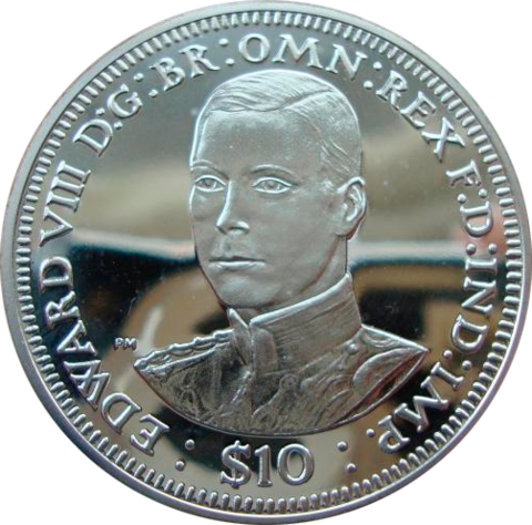 Британские Виргинские о-ва 10 долларов 2006 Король Эдвард VIII Короли и Королевы Англии Серебро