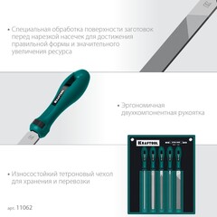 KRAFTOOL ALLIGATOR набор напильников, двухкомпонентная рукоятка, 200 мм