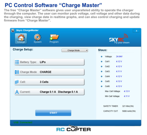 Зарядное устройство SKYRC T6200 200 Вт 1-6S +RPM тестер +сервотестер