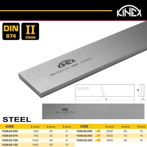 Линейка поверочная ШП-2000х60х12мм DIN874 кл.2 STEEL Kinex 1039-22-200