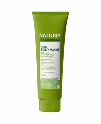 Evas Naturia Pure Body Wash Wild Mint & Lime гель для душа с освежающим ароматом мяты, эвкалипта и лайма
