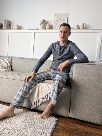 Пижама мужская с брюками Ковбой (серый)