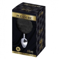 Анальный плаг Alive Fluffy чёрный M (8×3,5 см)